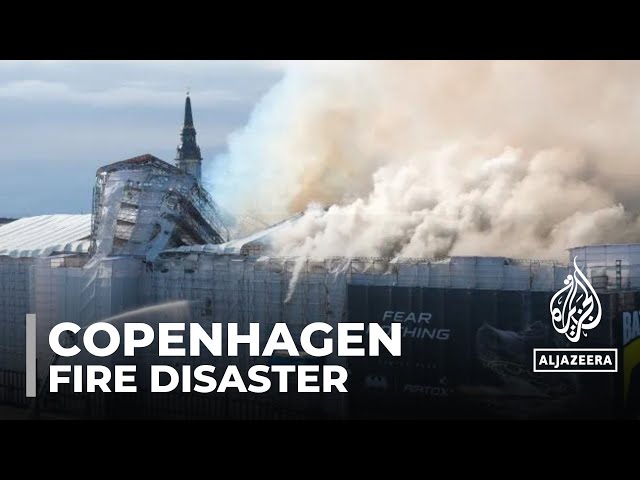 ⁣Fire engulfs iconic stock exchange building in Denmark’s Copenhagen