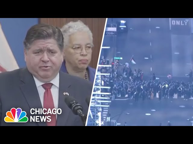 Gov. Pritzker reacts to PROTESTS in Chicago Loop and O'Hare airport that resulted in 50+ arrest