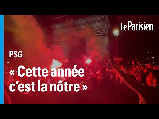 ⁣Les supporters du PSG envahissent les Champs après la « remontée » contre le Barça