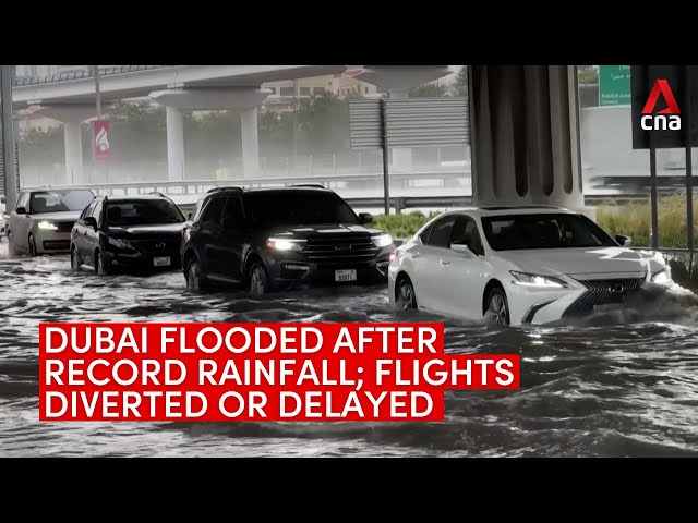 Heavy rain floods Dubai, causing flights to be diverted or delayed