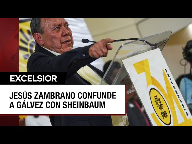 ⁣Jesús Zambrano sufre resbalón y afirma que Sheinbaum es su candidata