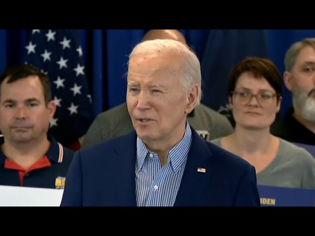 ⁣Biden courts steelworkers in Pittsburgh