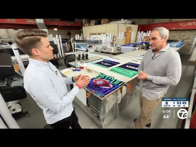 A look inside Detroit-based Banner Sign Co as they make banners for NFL Draft