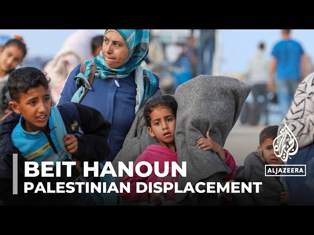⁣Destruction in Beit Hanoun: Displaced Palestinians face Israeli incursion