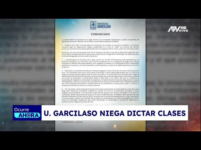 Universidad Garcilaso niega estar dictando clases como reveló informe de OA
