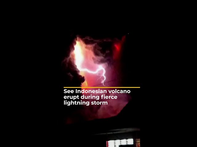 Indonesia’s Mount Ruang volcano erupts during lightning storm | #AJshorts