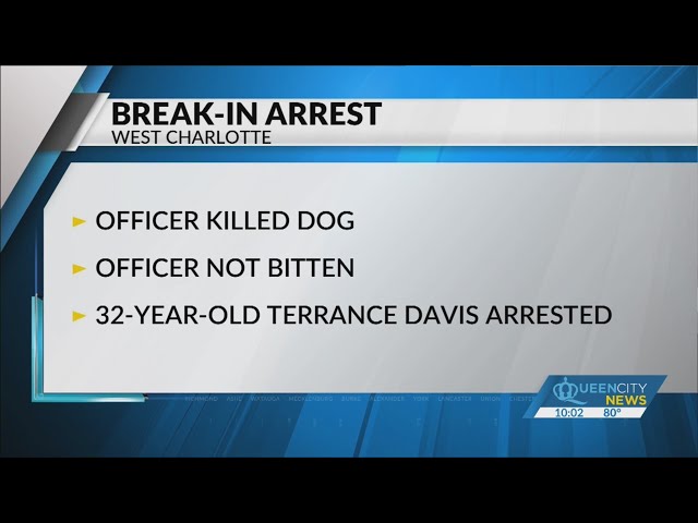 Officer kills dog during west Charlotte break-in arrest