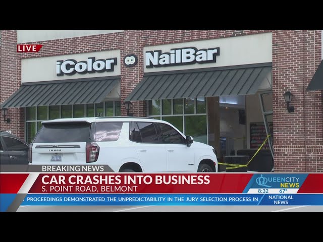 Car slams through Belmont nail salon