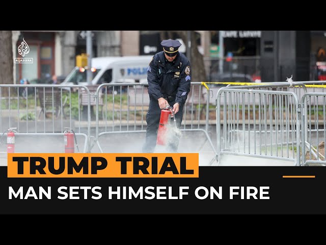 Man sets himself on fire outside Trump trial courthouse | AJ #Shorts