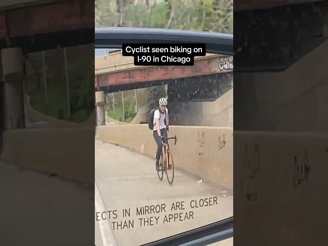 A person was seen biking on I-90 in Chicago 