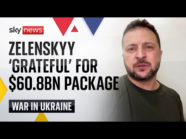 ⁣Zelenskyy 'grateful' after $60.8bn Ukraine aid package approved by US House of Representat