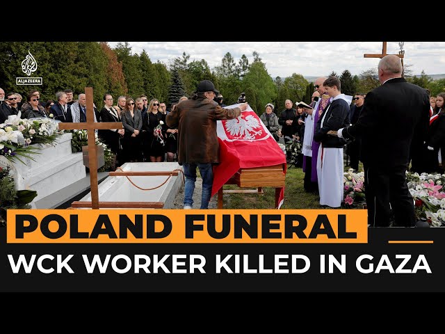 ⁣Hundreds attend funeral of Polish WCK worker killed by Israeli attack on Gaza | Al Jazeera Newsfeed