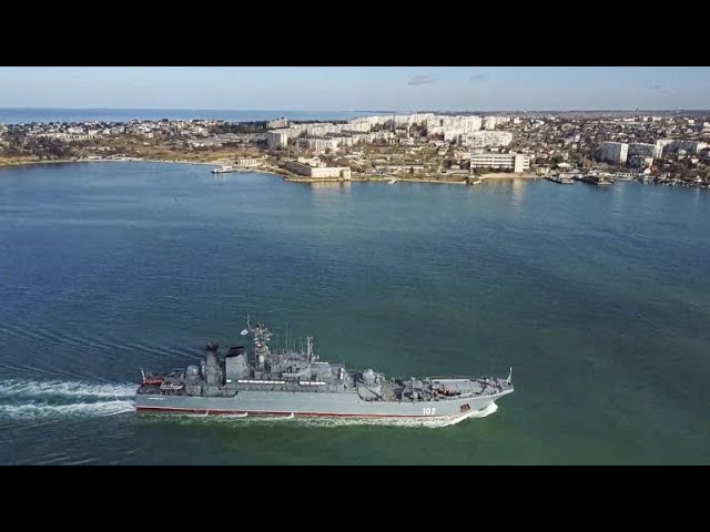 ⁣Ukrainian army damage ship in port-city of Sevastopol by the Black Sea