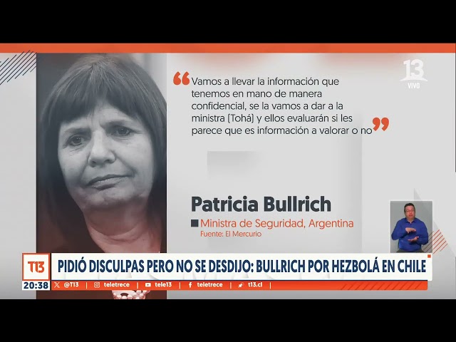 Bullrich insiste con presencia de Hezbolá en Chile