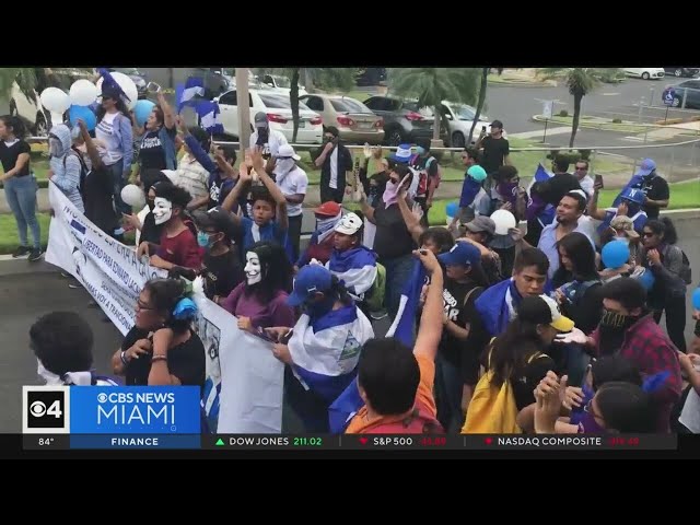 Hundreds of Nicaraguan Americans in Miami raise awareness of Ortega's regime