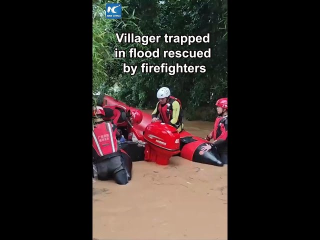 Villager trapped in flood rescued by firefighters