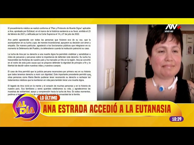 ⁣Ana Estrada accedió a la eutanasia: "Su lucha permitió visibilizar y sensibilizar a los peruano