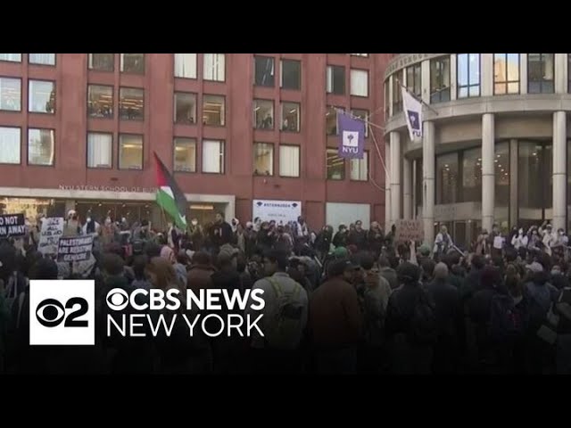 Pro-Palestinian protests erupt outside NYU's Stern School of Business