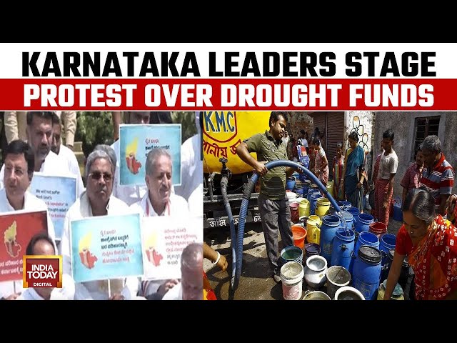 Karnataka CM And Deputy CM Stage Protest Against Central Government | Bengaluru Water Crisis