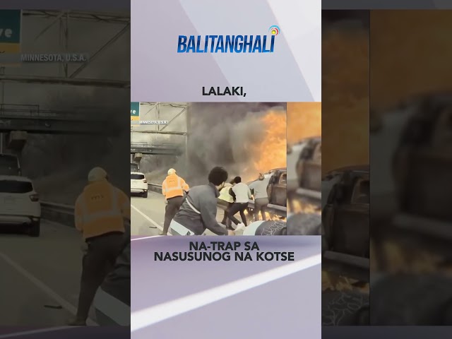 Isang lalaki, na-trap sa nasusunog na kotse. #shorts | Balitanghali