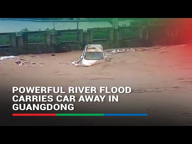 ⁣River flood carries car away in China | ABS-CBN News