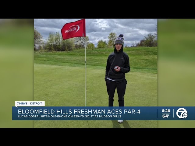 Hole-in-one on a Par 4! Bloomfield Hills freshman golfer Lucas Dostal does it
