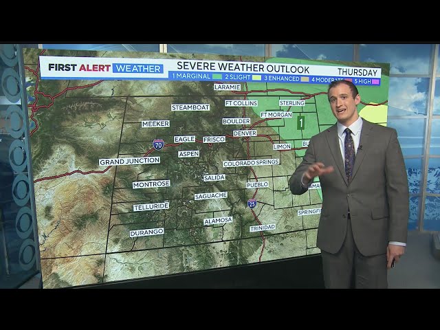 ⁣Severe thunderstorm potential returns Thursday across portions of eastern Colorado