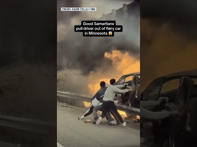  Good Samaritans pull driver out of a fiery car crash in Minnesota