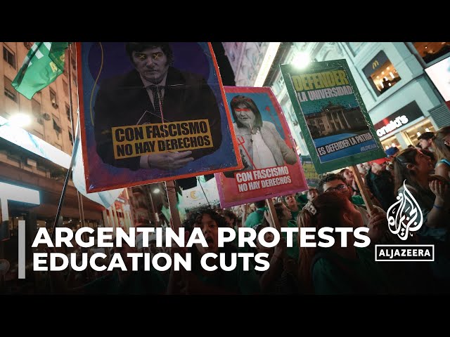 ⁣Argentina protests: Thousands rally against education cuts