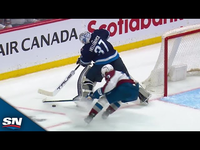 ⁣Connor Hellebuyck's Puck-Handling Miscue Leads To Avalanche Goal