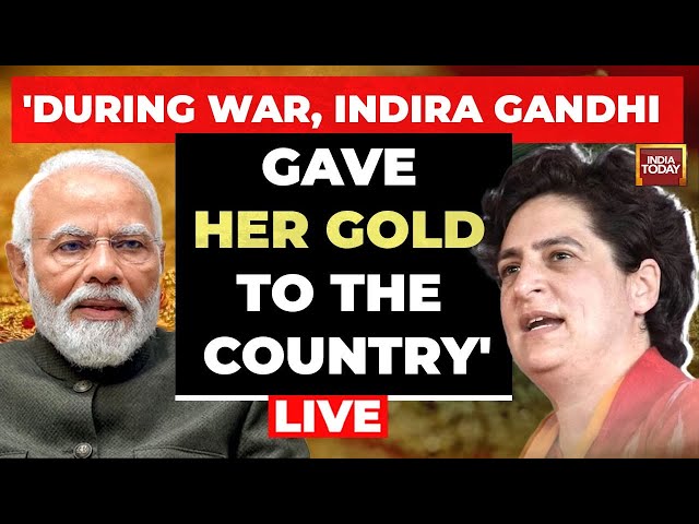 ⁣LIVE | Indira Gandhi Donated Gold For Nation: Priyanka Gandhi | Priyanka Gandhi Criticises PM Modi&#