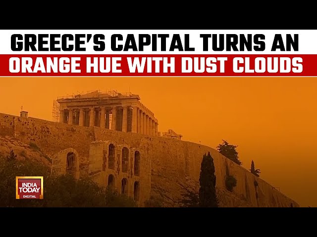 ⁣Skies Over Southern Greece Turn Orange As Winds Blow Dust Across From North Africa