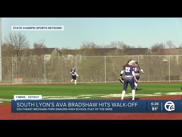 ⁣High School Play of the Week: South Lyon's Ava Bradshaw walk-off hit