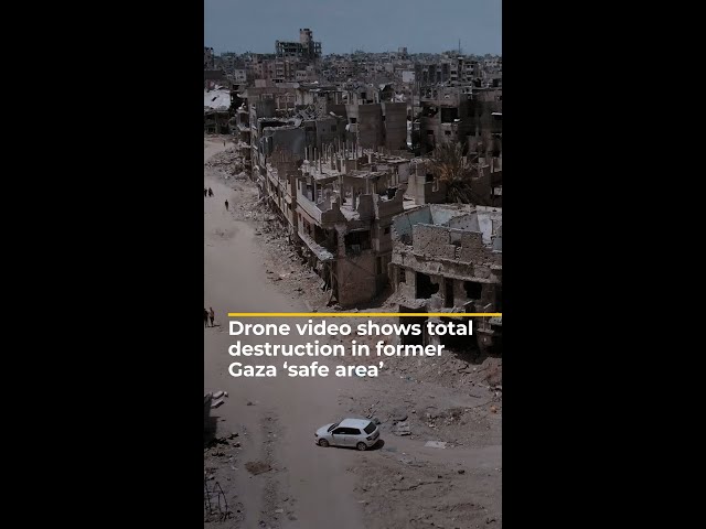 ⁣Drone video shows total destruction in former Gaza ‘safe area’ | #AJshorts