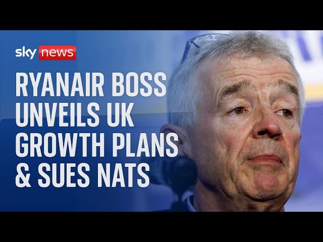 Ryanair unveils UK growth plans and sues air traffic control body