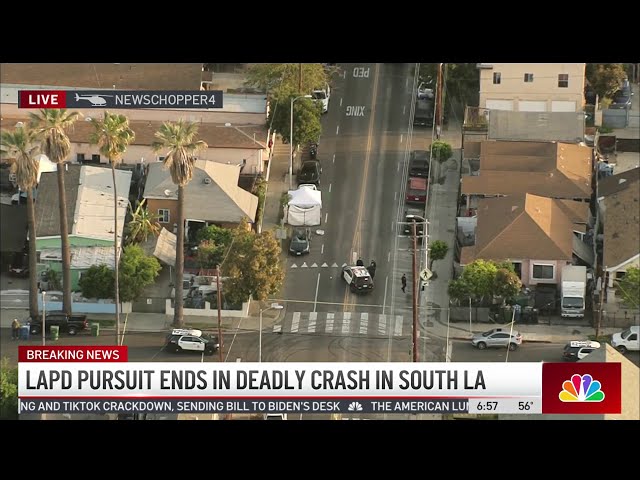 ⁣One dead after LAPD pursuit ends in rollover crash in South LA