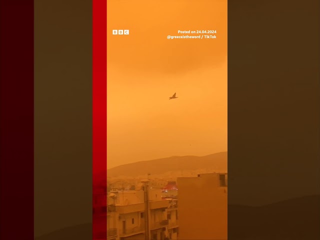 ⁣Orange Sahara dust haze descends over Athens. #Greece #Shorts #BBCNews