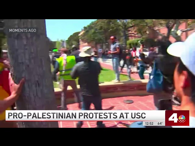 ⁣Watch live: Hundreds of pro-Palestine students protest at USC
