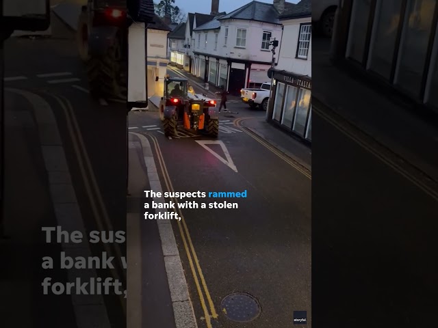 ⁣Thieves get creative in their ATM heist, steal machine from bank with forklift #Shorts