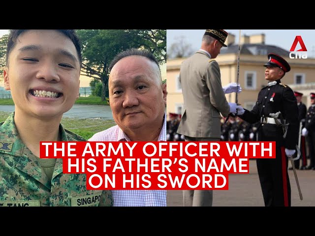 The Singapore army officer who had his late father's name engraved on his sword