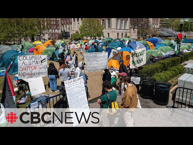 Outside the pro-Palestinian encampment at Columbia University