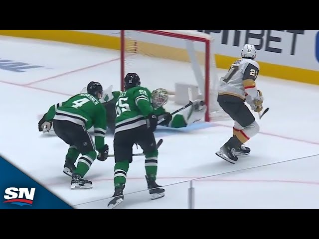 Stars' Jake Oettinger Goes All Out To Make Multiple Unreal Saves On Golden Knights' Shea T