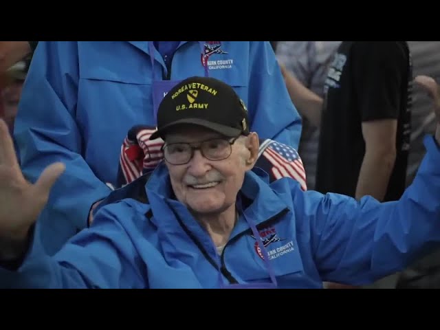 ⁣Friends and family fill Meadows Field airport to ‘Welcome Home’ Honor Flight 49