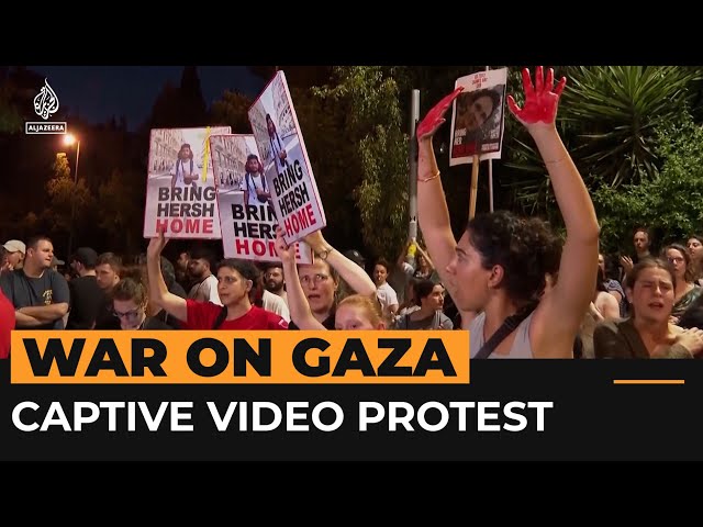 ⁣‘Shame on you’ say Israeli protesters after captive video release