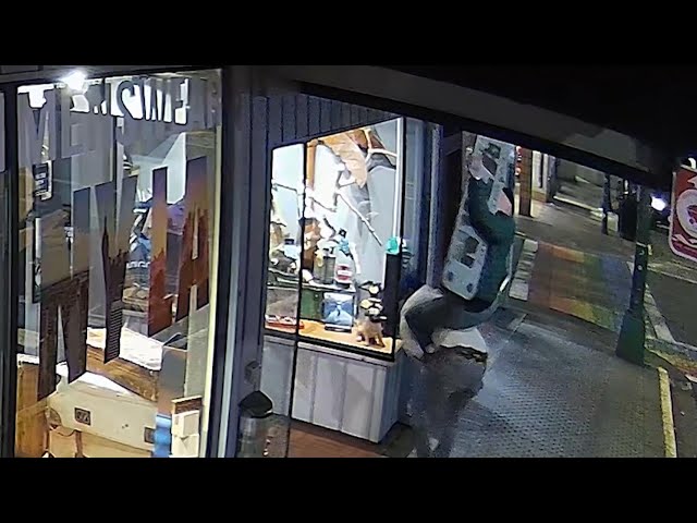 ⁣Theft gone wrong | Intoxicated man faceplants while trying to steal stealing B.C. sign