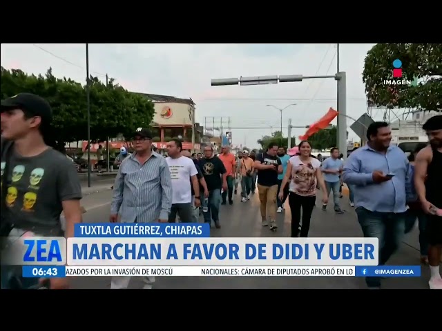 ⁣Marchan a favor de Uber y DiDi en Tuxtla Gutiérrez, Chiapas | Noticias con Francisco Zea