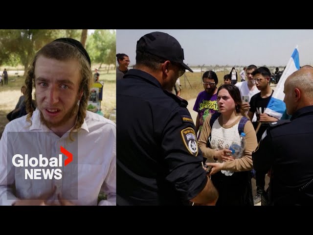 ⁣Group of Israelis attempt march to Gaza to "build settlements" in the strip