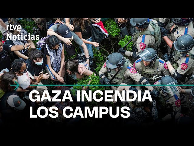 ⁣EE.UU.: Cientos de ESTUDIANTES universitarios DETENIDOS en PROTESTAS contra la GUERRA en GAZA | RTVE