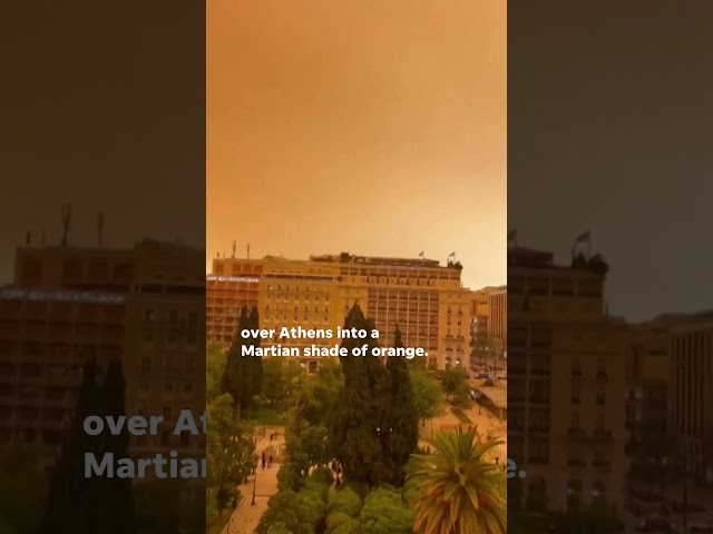 ⁣Eerie Martian-like sky engulfs Athens from Sahara Desert dust #Shorts