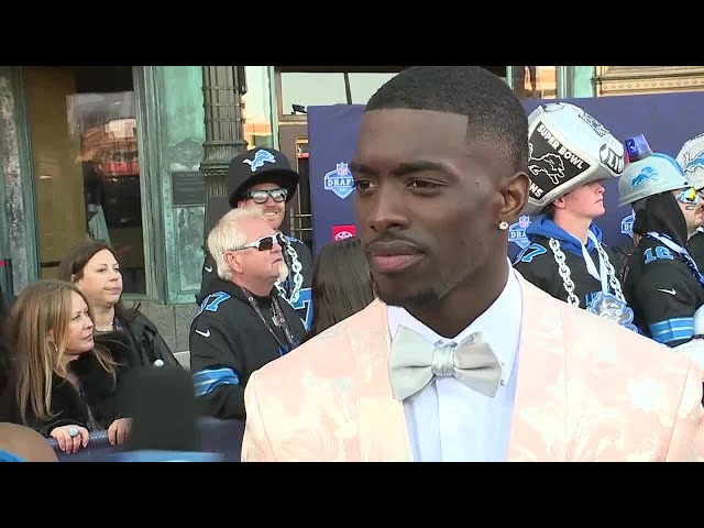 Speaking with Terrion Arnold at the NFL Draft red carpet